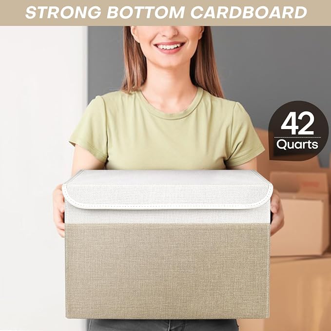Large 17" 42 Quarts Collapsible Stackable Storage Bins - Image 6