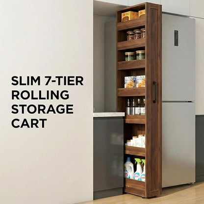 Slim Rolling Storage Cart, 7-Tier Pull-Out Spice Rack - Image 3