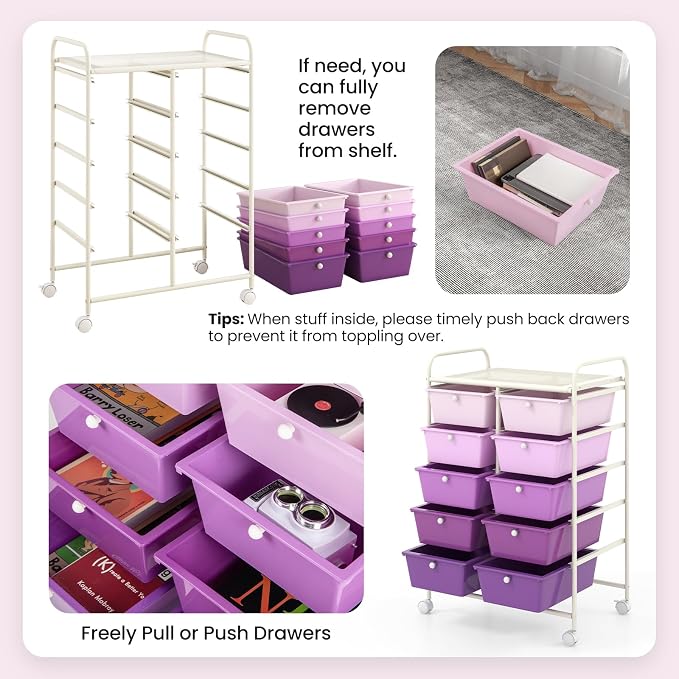 Giantex 10 Drawers Rolling Cart, Classroom Organizers, Storage Cart - Image 7