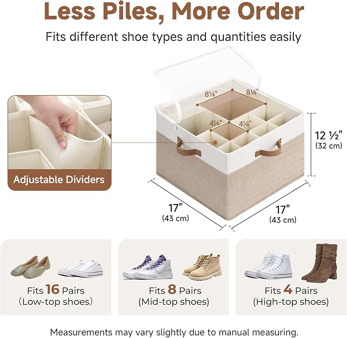 StorageWorks Shoe Organizer for Closet, Adjustable Dividers, For Heels & - Image 3