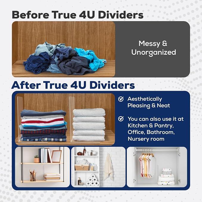 True 4U 4 Pack, Acrylic Shelf Dividers - Image 3