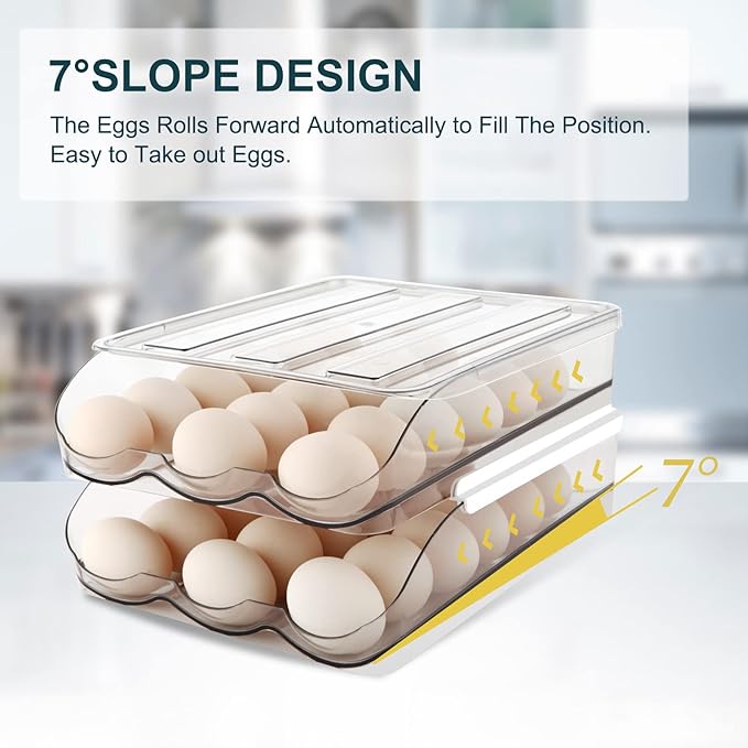 Egg Holder for Fridge, Automatically Rolling Egg Storage Container for - Image 3