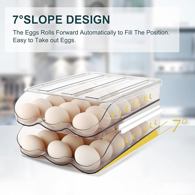 Egg Holder for Fridge, Automatically Rolling Egg Storage Container for - Image 3