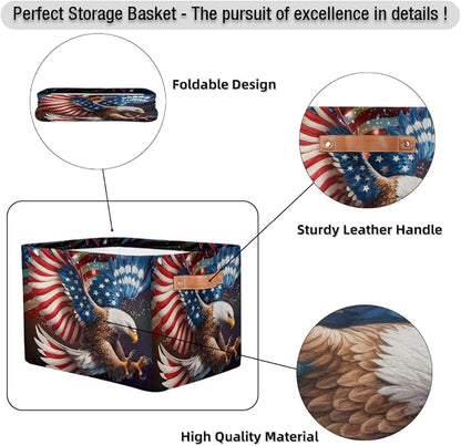 Pardick Basket Storage Bins American Flag Eagle Rectangle Cube Basket Box Kids - Image 6