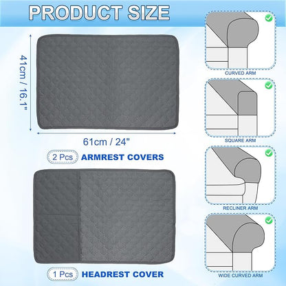 uxcell 3 PCS Armrest Covers, Couch Arm Cover Furniture Protect Slide Recliner - Image 2