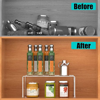 Kitchen Cabinet Shelf Organizer Set of 2, Medium Metal Wire Pantry Storage - Image 5