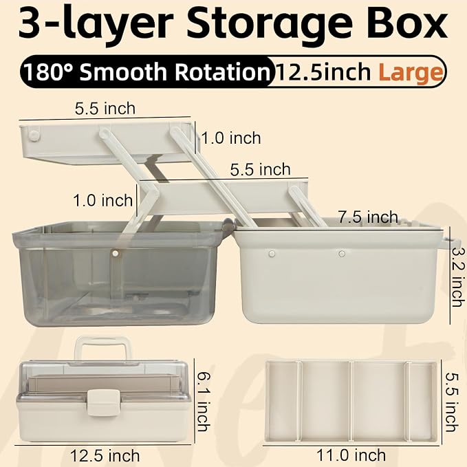 TERGOO 12.5in 3-Layer Multipurpose Craft Organizers and Storage - Image 2
