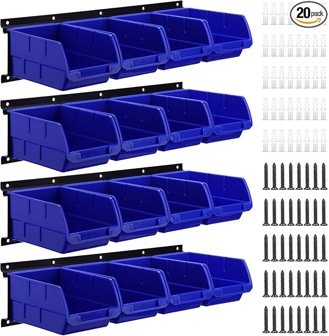 Maitys Wall Mounted Storage Bins Plastic Hanging Stackable Storage Parts Garage by Maitys