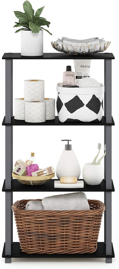 Furinno TURN-S-TUBE Storage Shelves, 4-Tier Book Shelf, Corner Shelf, Toolless - Image 4