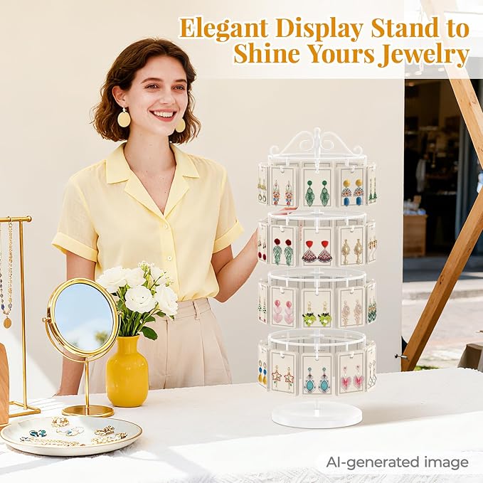 EsLuker.ly Earring Holder Organizer Rotating Display Tree Stand, Adjustable - Image 8