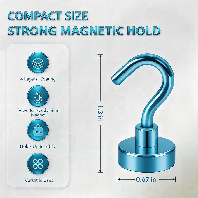 Neosmuk Magnetic Hooks, Heavy Duty 30lb+ Strong Magnet Hook - Image 4