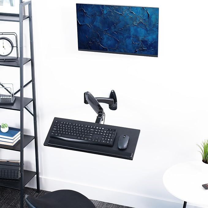 VIVO Sit-Stand 24 Inch Pneumatic Spring Keyboard and Mouse Tray Wall Mount - Image 2