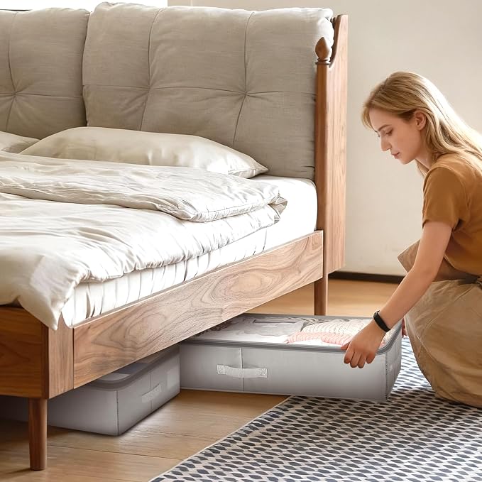 2 Pack 80L Under Bed Storage, Adjustable Height Large Storage Bins - Image 6