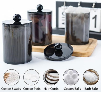 4 Pack Qtip Holder, Canister Apothecary Jar Set, Bathroom Jars - Image 4