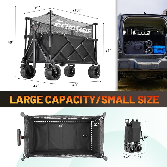 EchoSmile Collapsible Folding Wagon Cart - Image 2