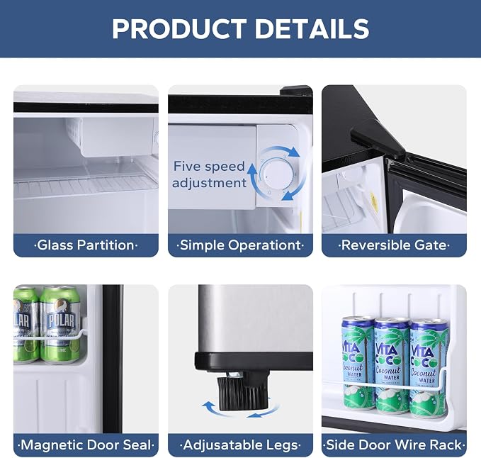 BANGSON Small Refrigerator, 1.6 Cu.Ft Mini Fridge - Image 4