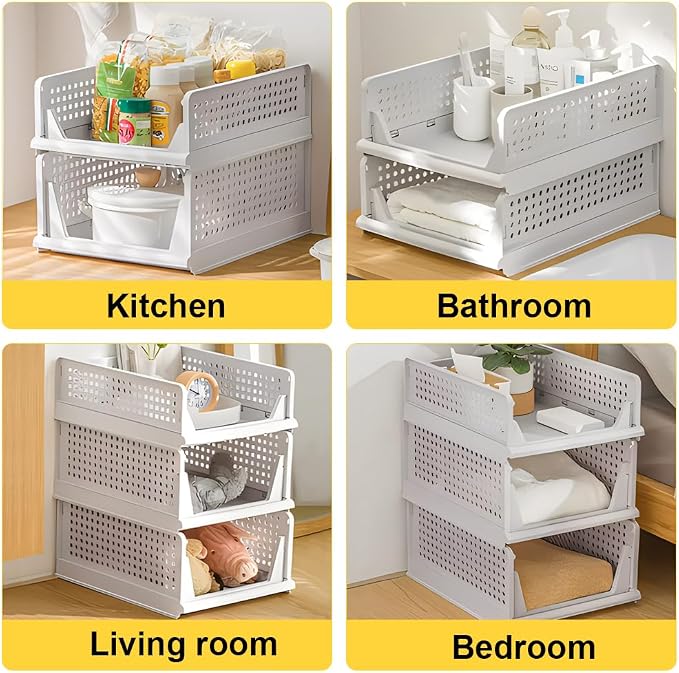 yazi 5 Pack 5L Plastic Stackable Closet Storage Boxes | Practical closet - Image 8