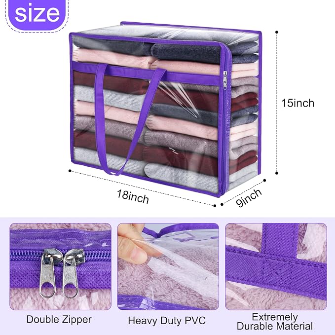 4 Pack Clear Zippered Storage Bags - Image 2