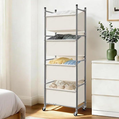 180L 4-Tier Rolling Laundry Hamper - Image 7