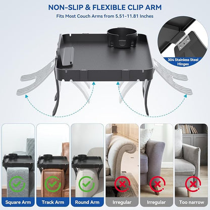 Couch Armrest Table Couch Arm Tray Cup Holder Plastic Armchair Caddy Recliner - Image 2