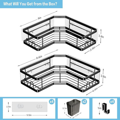 AKTECKE Corner Shower Caddy, 2 Pack Adhesive Shower Corner Organizer Shelves - Image 6