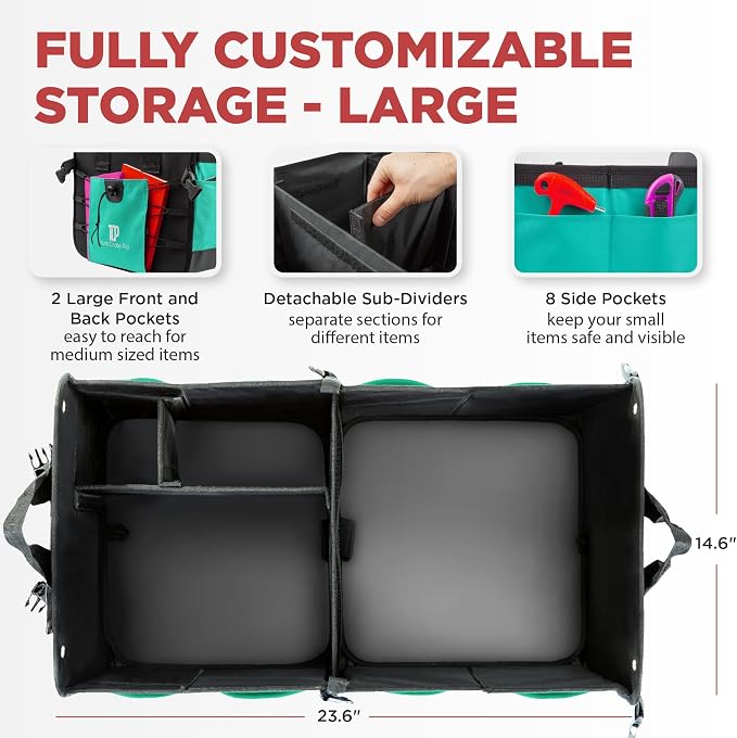 TRUNKCRATEPRO Teal Car Accessories Trunk Organizer Premium Multi Movable - Image 2