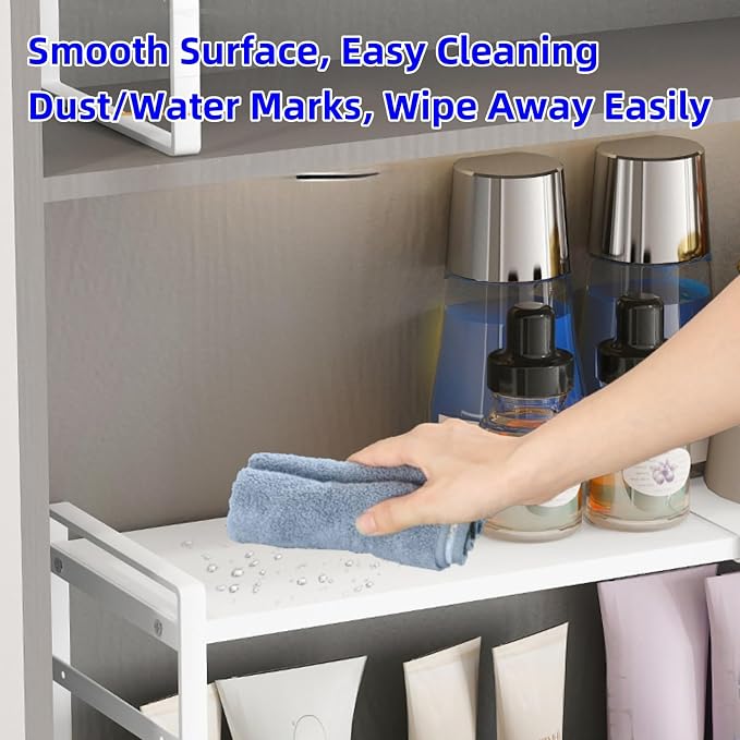 Small Expandable Medicine Cabinet Shelf, 3.58” Wide Metal Storage Stand - Image 9