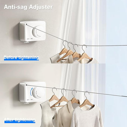 Retractable Clothesline Indoor, Non-Sagging Outdoor Clothes Line Retracting - Image 3