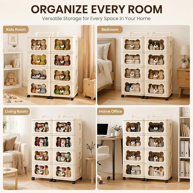 Storage Drawer Organizer with Wheels, 3 Tier Rolling Cart Organizer, Draw Slid - Image 7