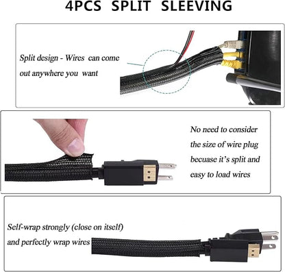 Cord Management Organizer Kit 4 Cable Sleeve split - Image 4