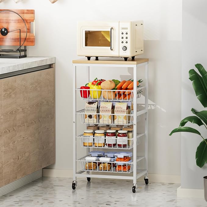 Snack Cart, 5-Tier Kitchen Carts on Wheels - Image 8