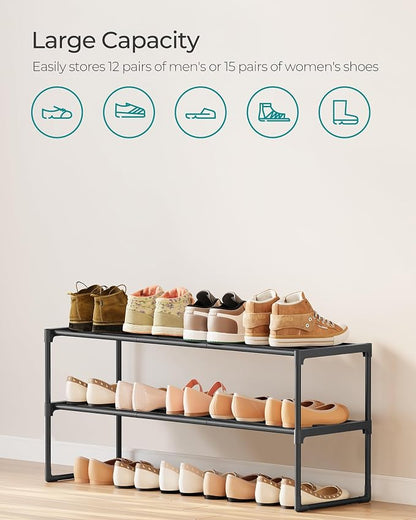 SONGMICS Shoe Rack, 2-Tier Shoe Organizer, Metal Storage Shelf, Upright or - Image 6
