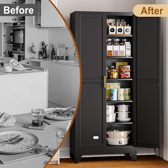 75" Black Metal Storage Cabinet - Image 7