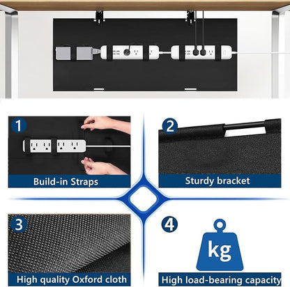 No Drill Under Desk Cable Management Tray, Clamp/Screw Mount Desk Cable - Image 5