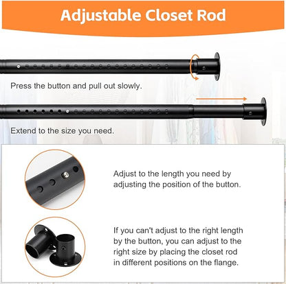Closet Rods for Hanging Clothes, Heavy Duty Closet Rod 17-96 Inch Adjustable - Image 3