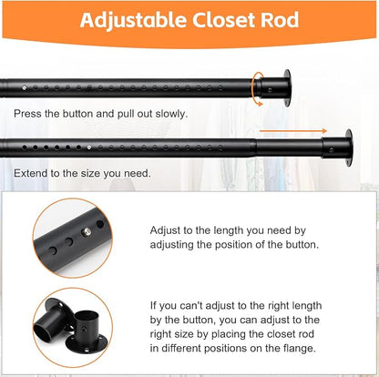 Closet Rods for Hanging Clothes, Heavy Duty Closet Rod 17-55 Inch Adjustable - Image 3