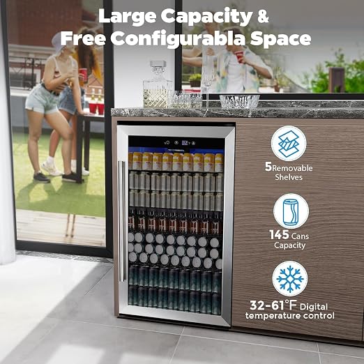 COWSAR 4.5 Cu.Ft Wine Fridge 37 Bottle, ETL Approved Freestanding Wine Cooler - Image 2