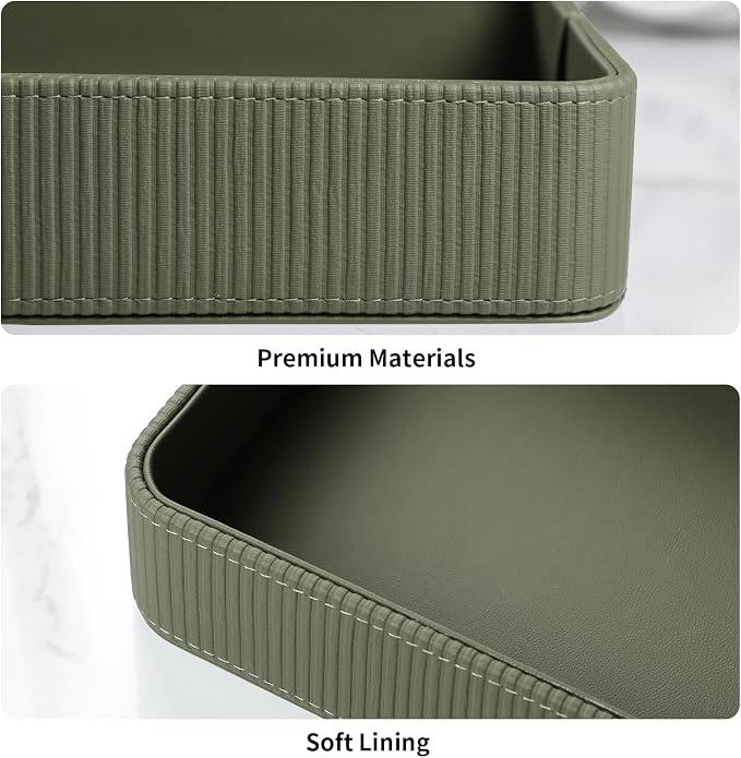 PU Leather Valet Tray Organizer, Modern Nightstand Organizer Bedside Desktop - Image 4