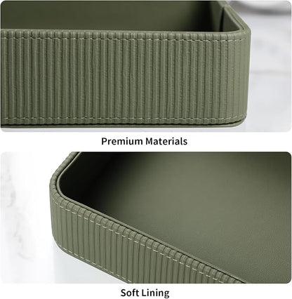 PU Leather Valet Tray Organizer, Modern Nightstand Organizer Bedside Desktop - Image 4