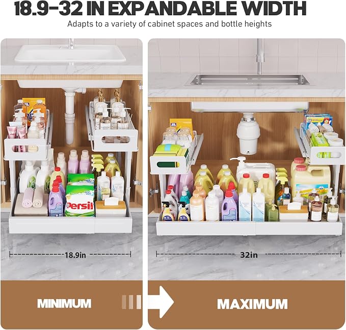 1 Pack-19"-32"W Expandable Under Sink Organizer - Image 7