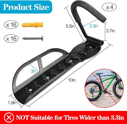 DkOvn 4 Pack Bike Rack Garage Wall Mount, - Image 4