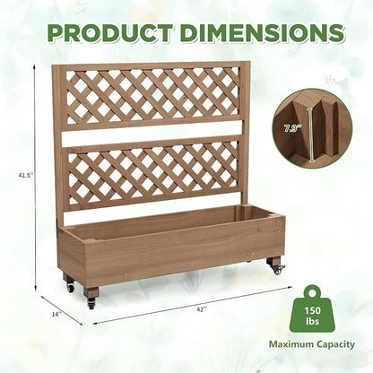 Raised Garden Bed with Wheels Outdoor, Large Garden Planter Box Tomato Flower - Image 4
