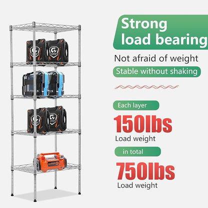 FDW 5 Tier Wire Shelving Adjustable Metal Shelves 17L x 12W x 48H NSF Pantry - Image 6