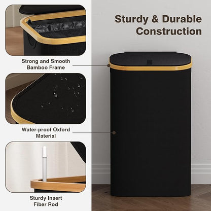 Bathola Laundry Hamper with Lid, Laundry Basket with Removable Bag, - Image 6