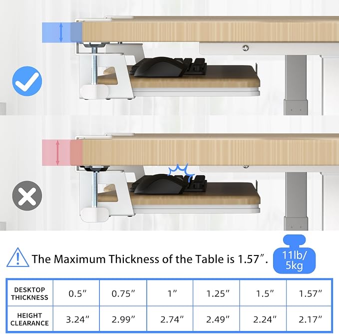 suptek Large Keyboard Tray Under Desk Pull Out - Image 7