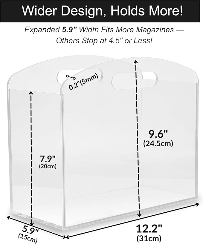 Magazine Rack - Clear Acrylic Magazine Holder, Acrylic Newspaper Stand Organizer - Image 2