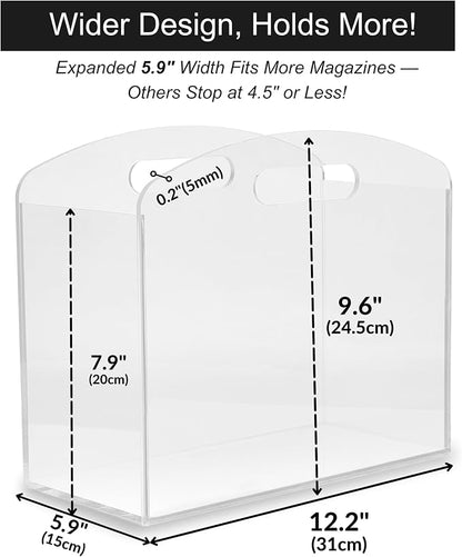 Magazine Rack - Clear Acrylic Magazine Holder, Acrylic Newspaper Stand Organizer - Image 2