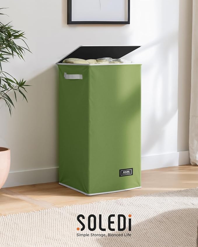 SOLEDI Laundry Hamper with Lid 100L Large & Tall Collapsible Laundry Basket - Image 9