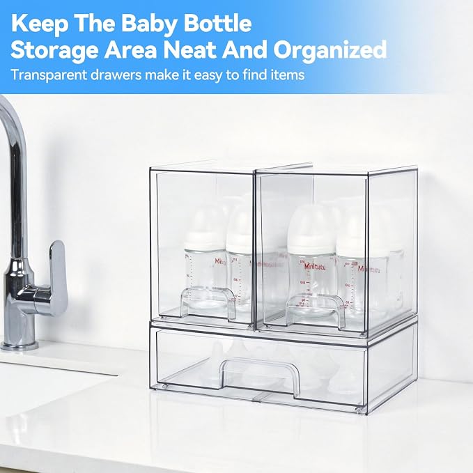 OTraki Baby Bottle Organizer 3 Pack Acrylic Storage Drawers - Image 3
