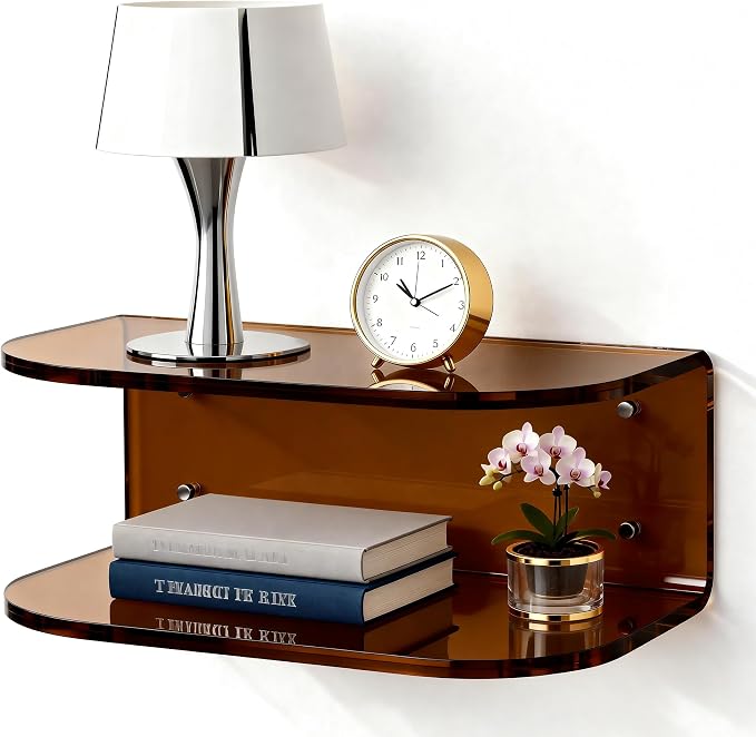 Acrylic Floating Nightstand, Wall Mounted Bedside Table Shelf by AcrylicTable